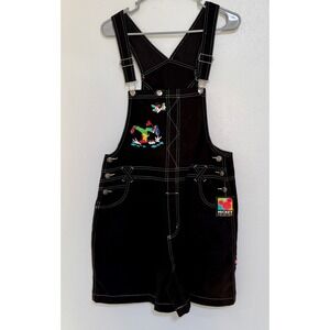 vintage Mickey Unlimited Jerry‎ Leigh Black Denim Overall Shorts Women's L